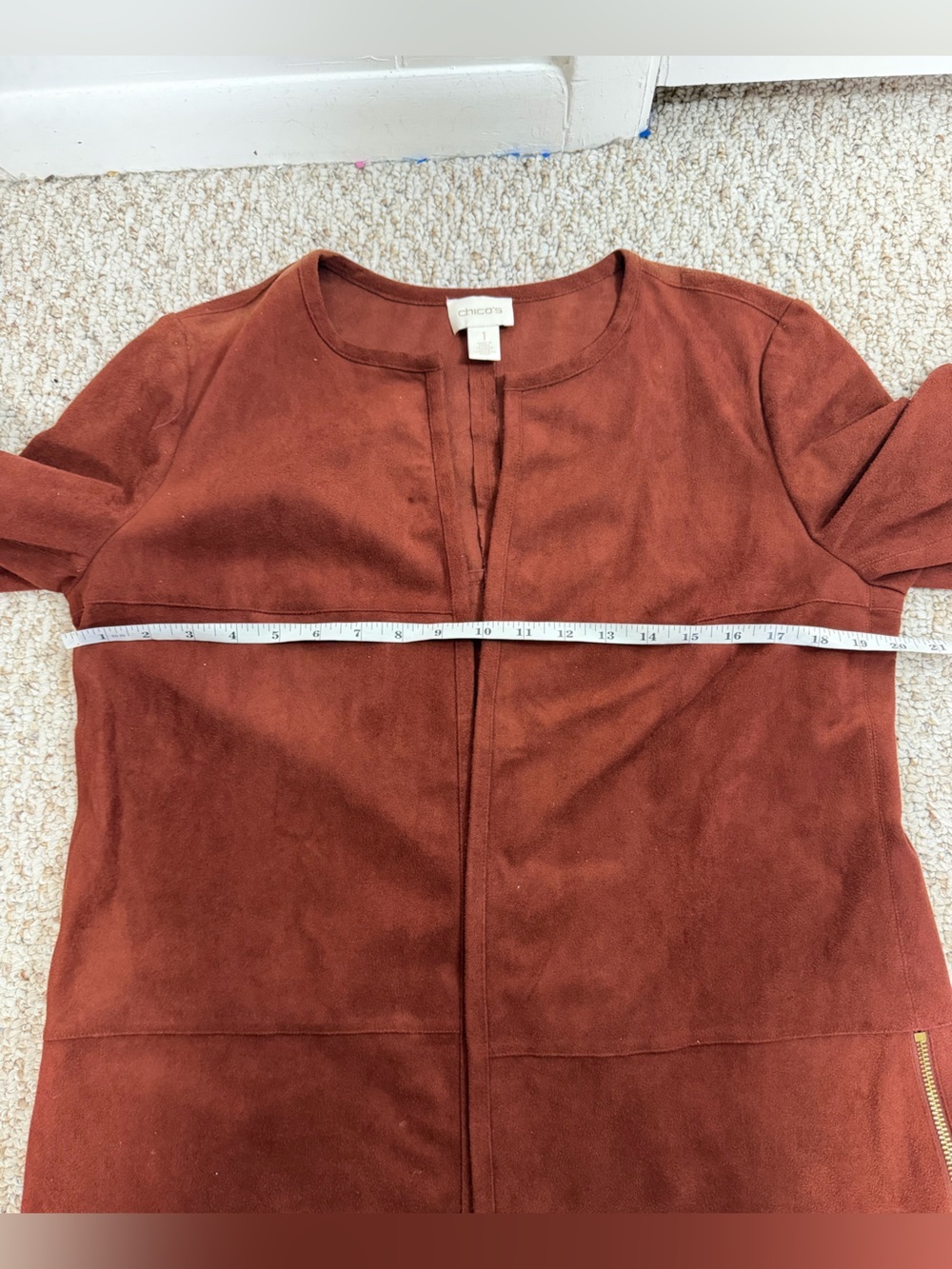 Chico's Rust-Brown Suede Open-Front Coat size 1 M - Picture 9 of 9